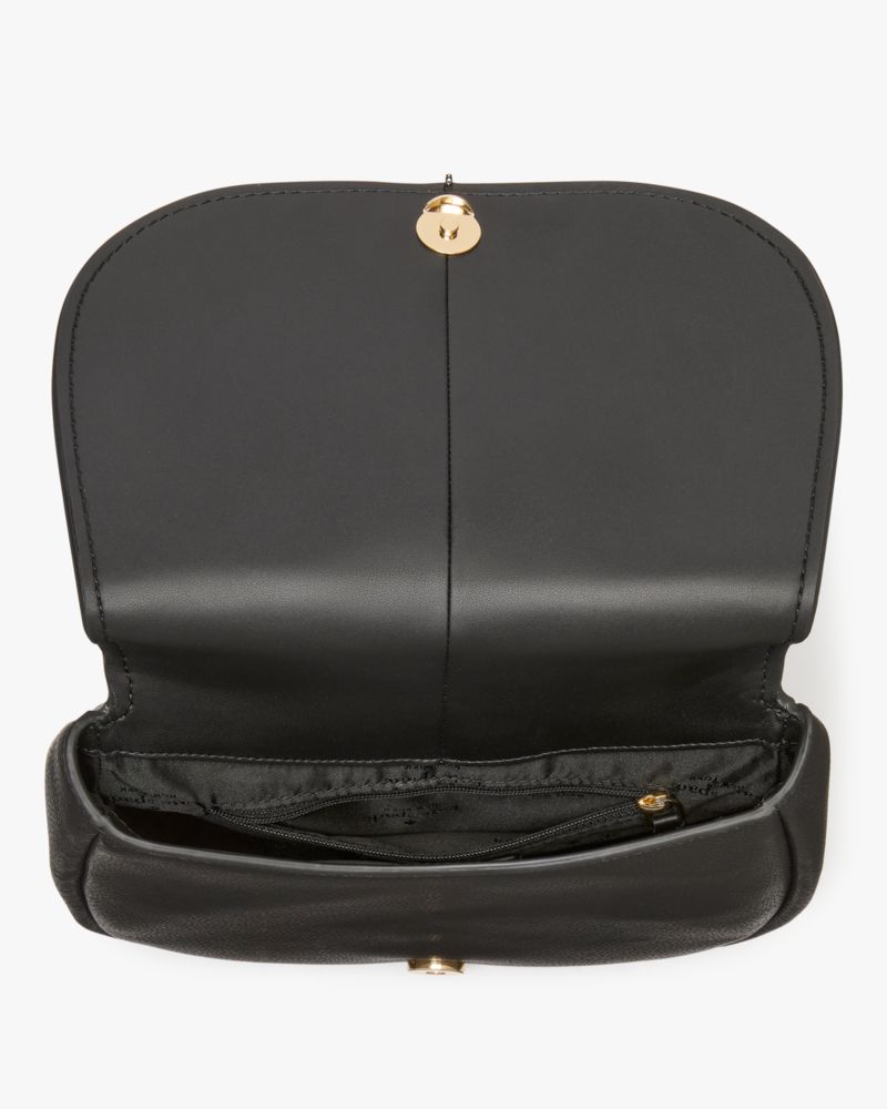 Kate Spade,Kayla Pebbled Leather Saddle Bag,Leather,Saddle Bag,Metal,Logo,Gold Metal,Day Party,
