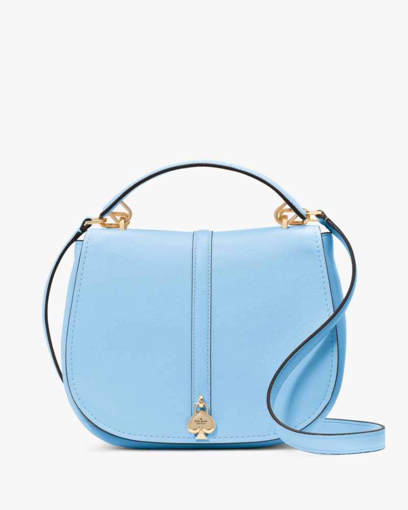 Kate Spade,Kayla Pebbled Leather Saddle Bag,Leather,Saddle Bag,Metal,Logo,Gold Metal,Day Party,