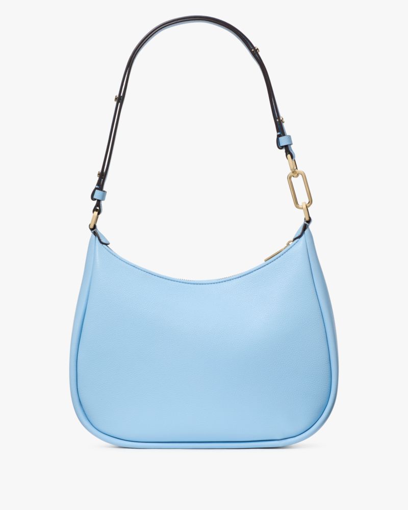 Kate Spade,Kayla Woven Leather Large Shoulder Bag,Leather,Shoulder Bag,Woven,Logo,Metal,Gold Metal,Casual,Blue