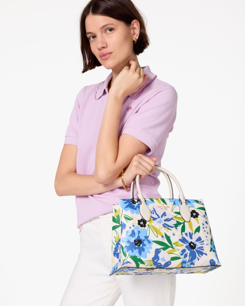 Kate Spade,Rae Floral Satchel,Cream
