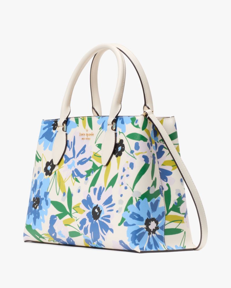 Kate Spade,Rae Floral Satchel,Cream