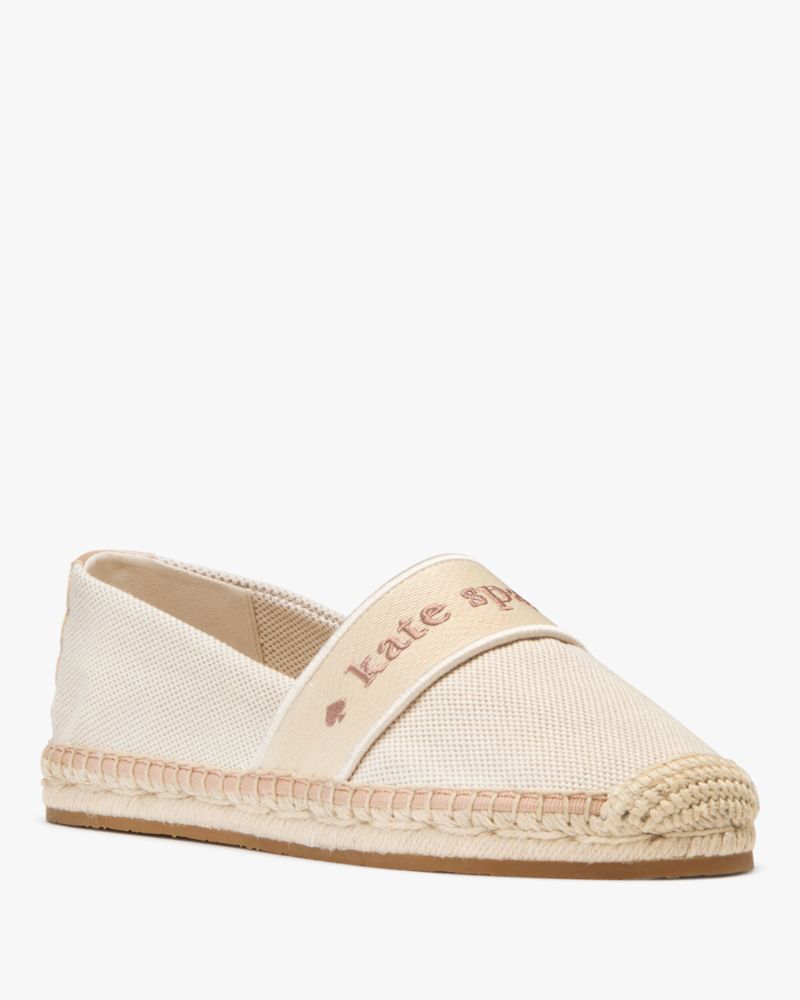 Kate Spade,Piper Webbing Espadrille Flat,Cream