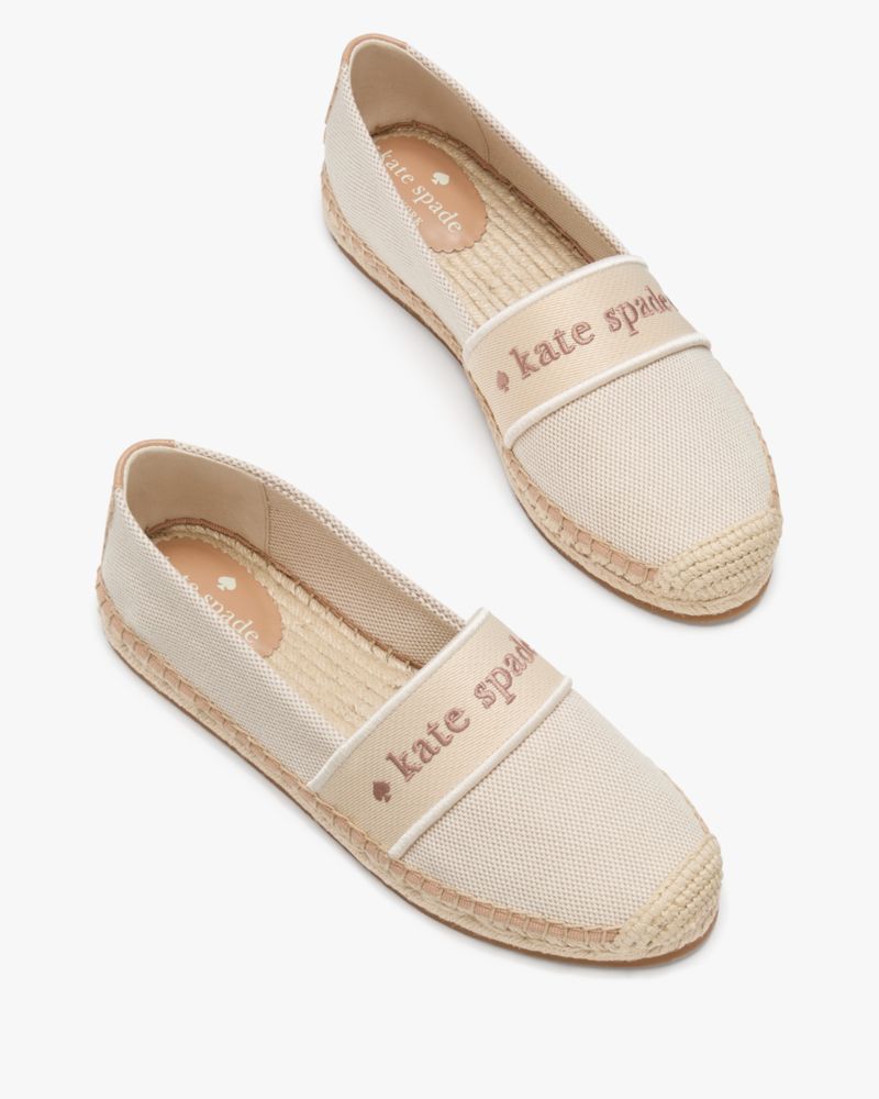 Kate Spade,Piper Webbing Espadrille Flat,Cream