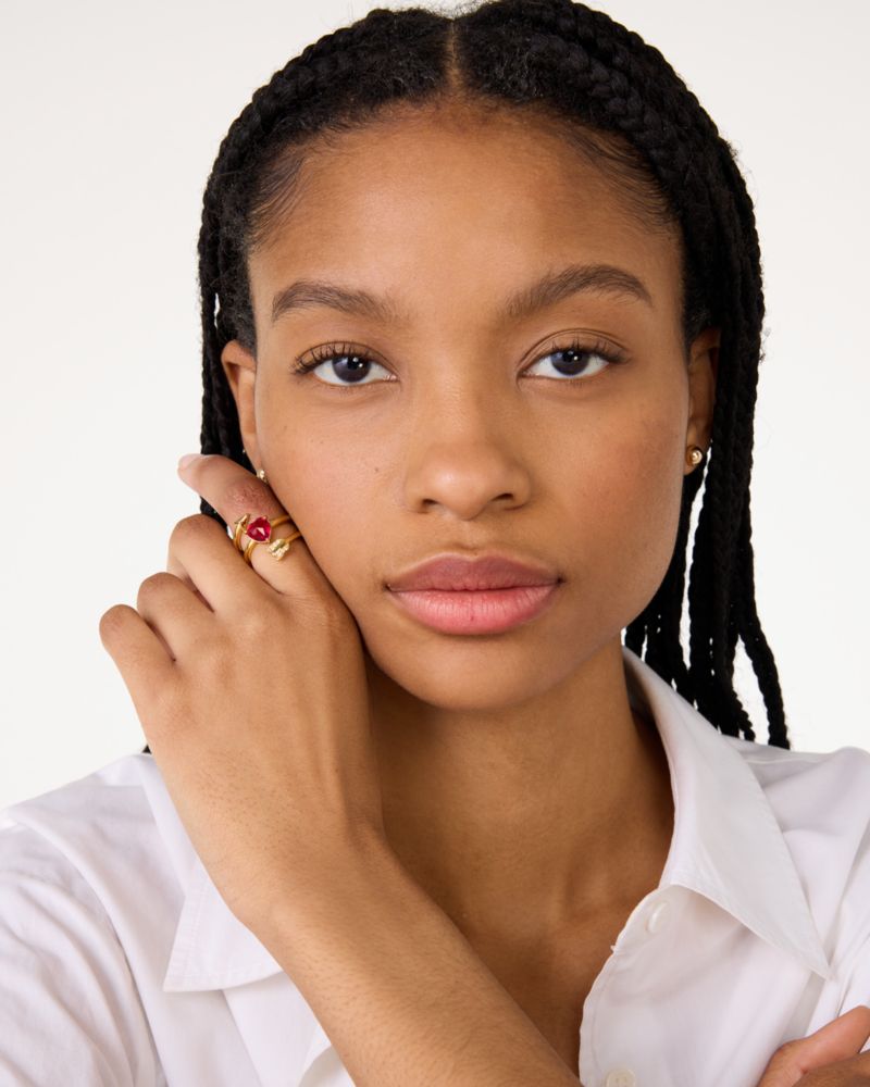 Kate Spade,Lovestruck Heart And Arrow Ring,Red