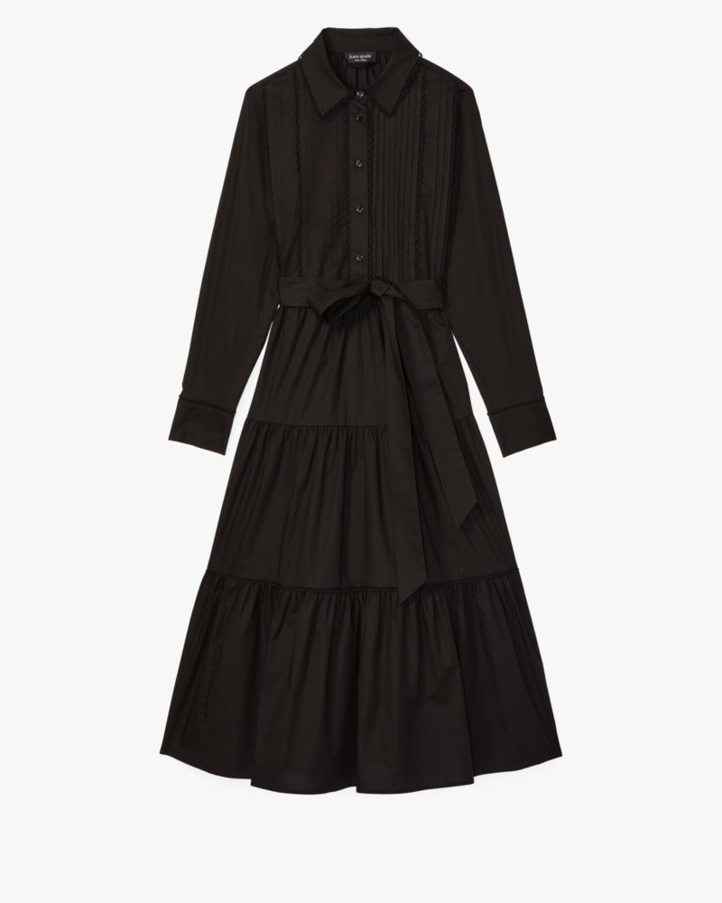 Pintuck Tiered Shirt Dress