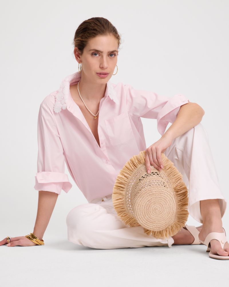 Kate Spade,デイジー レース カラー ボタン アップ シャツ,トップス,ピンクレモネード