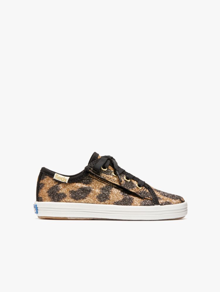 Black Glitter Keds Kids X Kate Spade New York Kickstart Glitter Leopard Toddler Sneakers