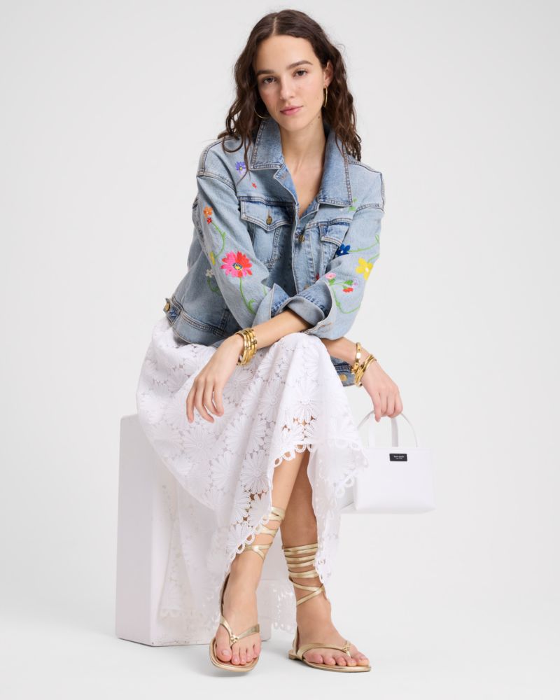 Kate Spade,Floral Embroidered Denim Jacket,