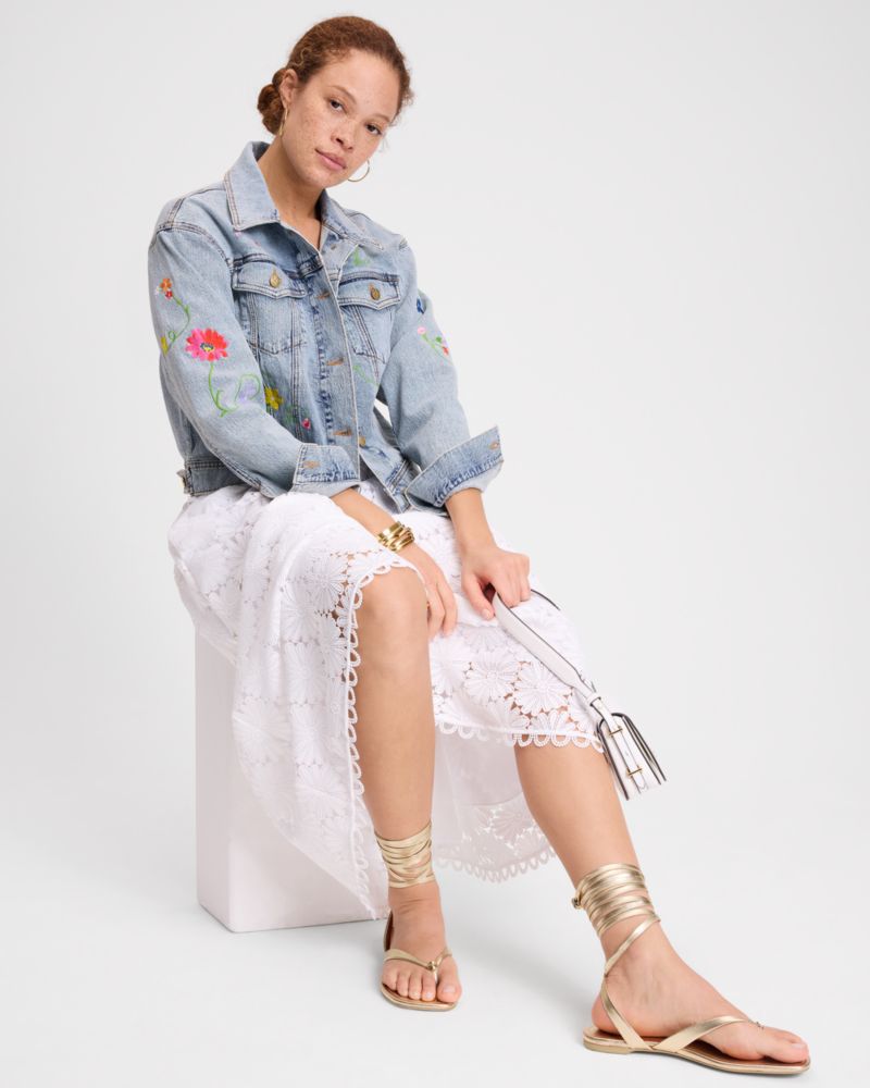 Kate Spade,Floral Embroidered Denim Jacket,