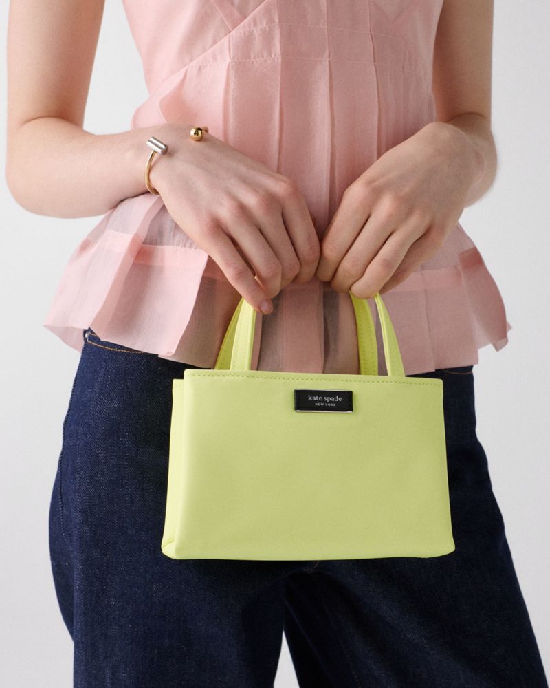 Kate Spade,Sam Icon Ksnyl Mini Tote Bag,Nylon,Tote,Logo,Applique,Adjustable,Casual,Green