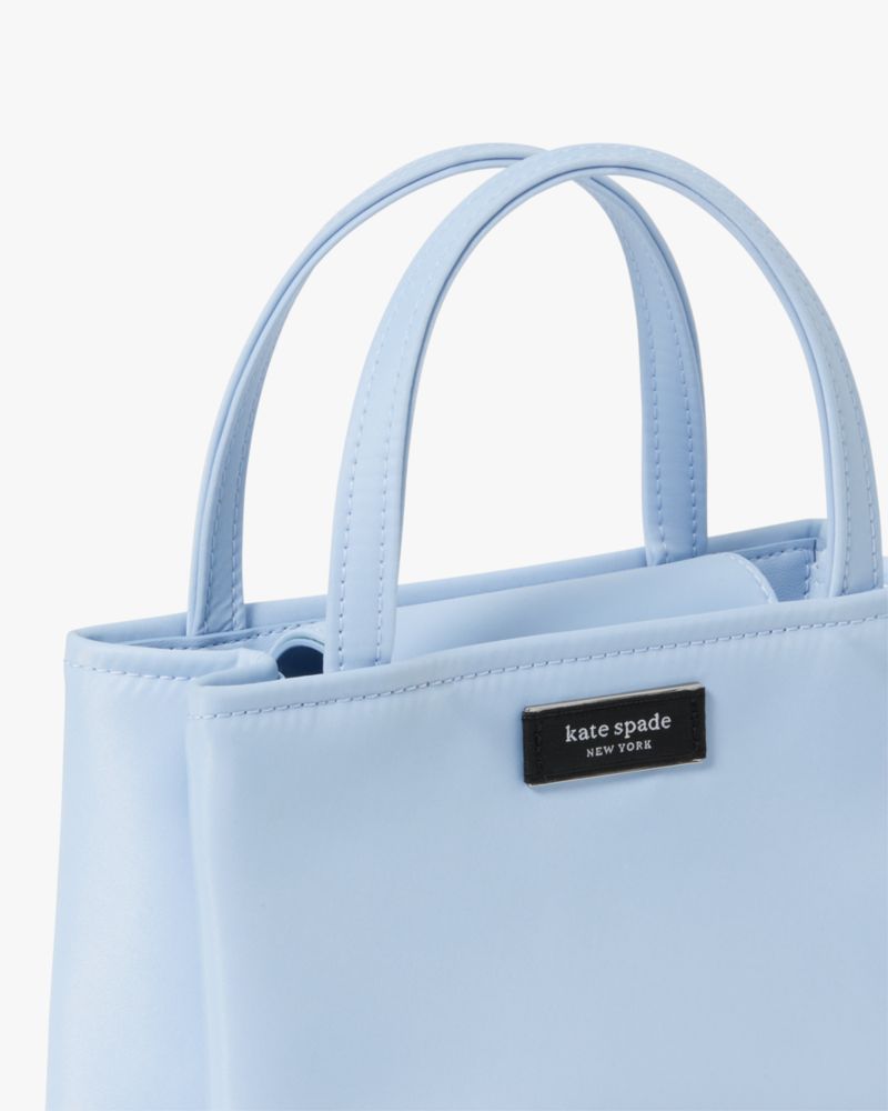 Kate Spade,Sam Icon Ksnyl Mini Tote Bag,Nylon,Tote,Applique,Logo,Adjustable,Casual,Blue