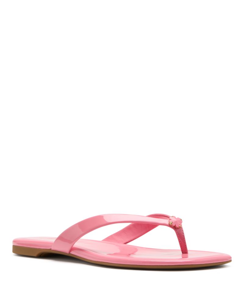 Kate Spade,Spade Flower Flip Flop Sandals,Flip Flops,Fabric,Metal,Casual,