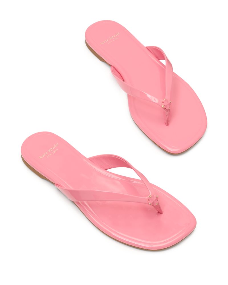 Kate Spade,Spade Flower Flip Flop Sandals,Flip Flops,Fabric,Metal,Casual,