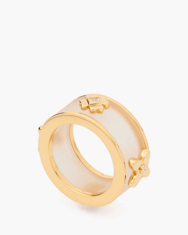 Kate Spade,Heritage Bloom Ring,Single Band,Cubic Zirconia,Gem Embellishment,Day Party,Clear
