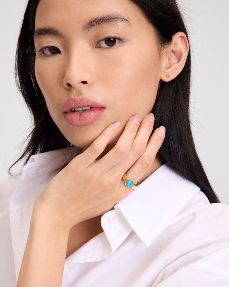 Kate Spade,Keep Sparkling Round Ring,Turquoise