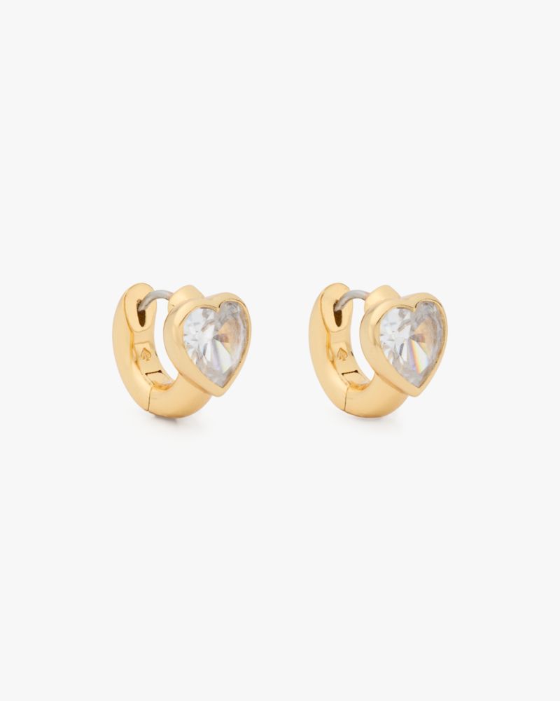 gold small heart shaped hoop earrings