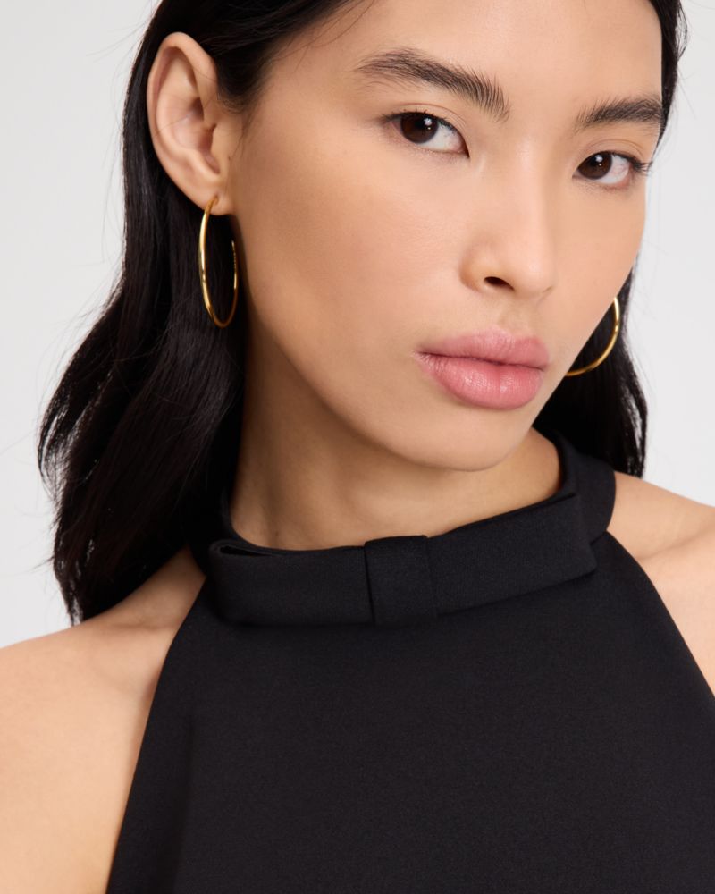 Kate Spade,Scallop Bow Neck Dress,Crepe,Sheath,Scallop,Bow,Day Party,Black