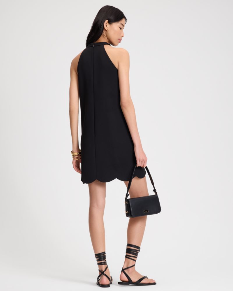 Kate Spade,Scallop Bow Neck Dress,Crepe,Sheath,Scallop,Bow,Day Party,Black