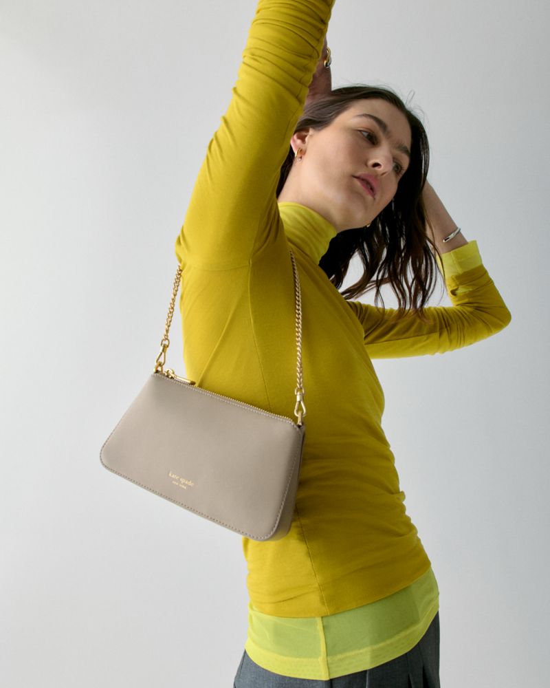Kate Spade,Grace Pochette,Leather,Shoulder Bag,Plastic,Word Embellishment,Logo,Casual,