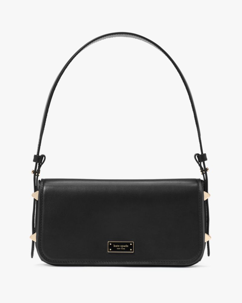 Kate Spade,Liv Small East West Shoulder Bag,Leather,Shoulder Bag,Logo,Metal,Casual,Black