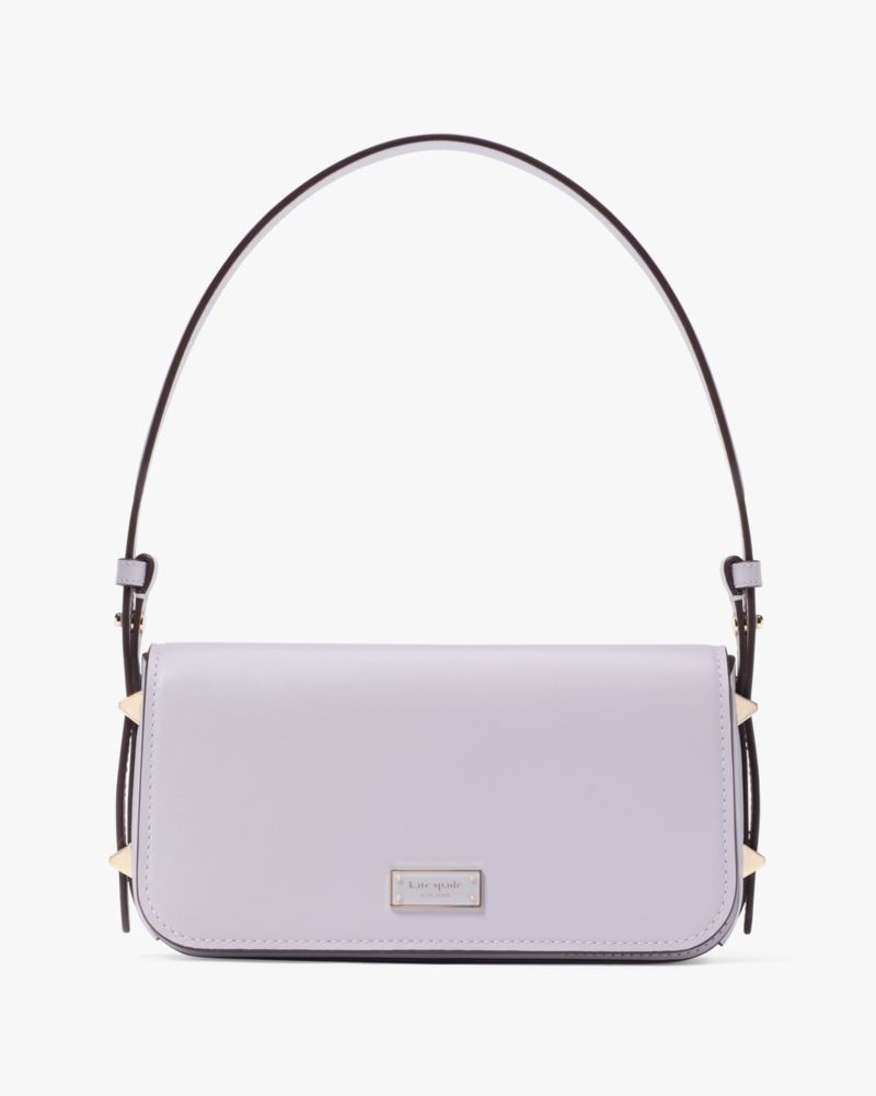 Kate Spade,Liv Small East West Shoulder Bag,Leather,Shoulder Bag,Logo,Metal,Casual,Lavender