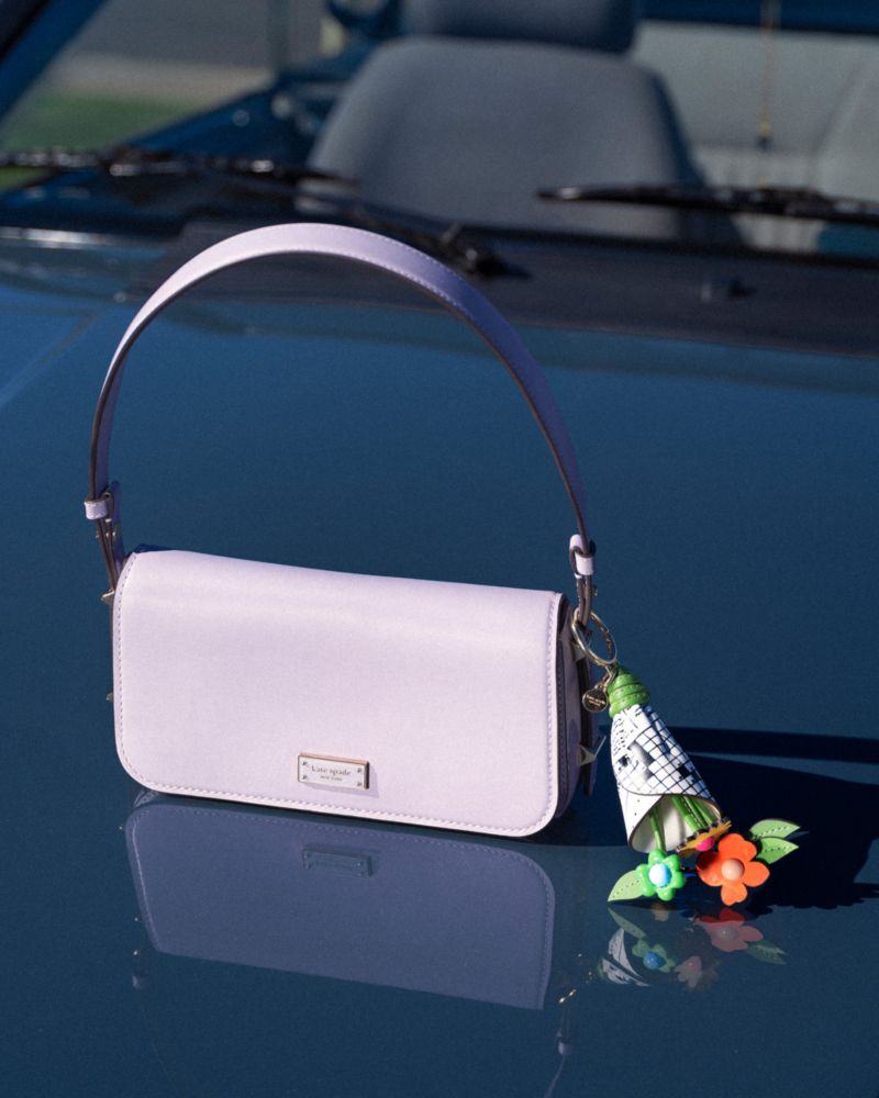 Kate Spade,Liv Shoulder Bag,Leather,Shoulder Bag,Logo,Metal,Casual,Lavender