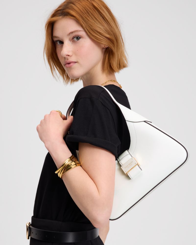 Kate Spade,Nouveau Small Shoulder Bag,Leather,Shoulder Bag,Logo,Day Party,White