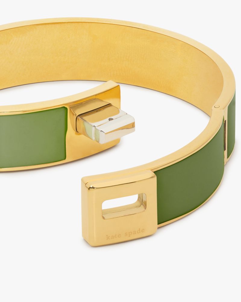 Kate Spade,Phoebe Enamel Turnlock Bangle,Metal Material,Cubic Zirconia,Logo,Stainless Steel,Casual,