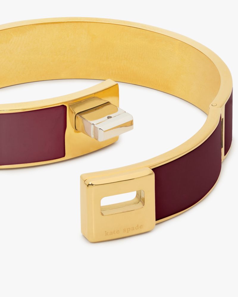 Kate Spade,Phoebe Enamel Turnlock Bangle,Metal Material,Cubic Zirconia,Logo,Stainless Steel,Casual,