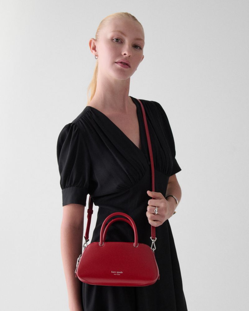 Kate Spade,Gracie Mini Bag,Leather,Satchel,Logo,Gold Metal,Casual,Maroon