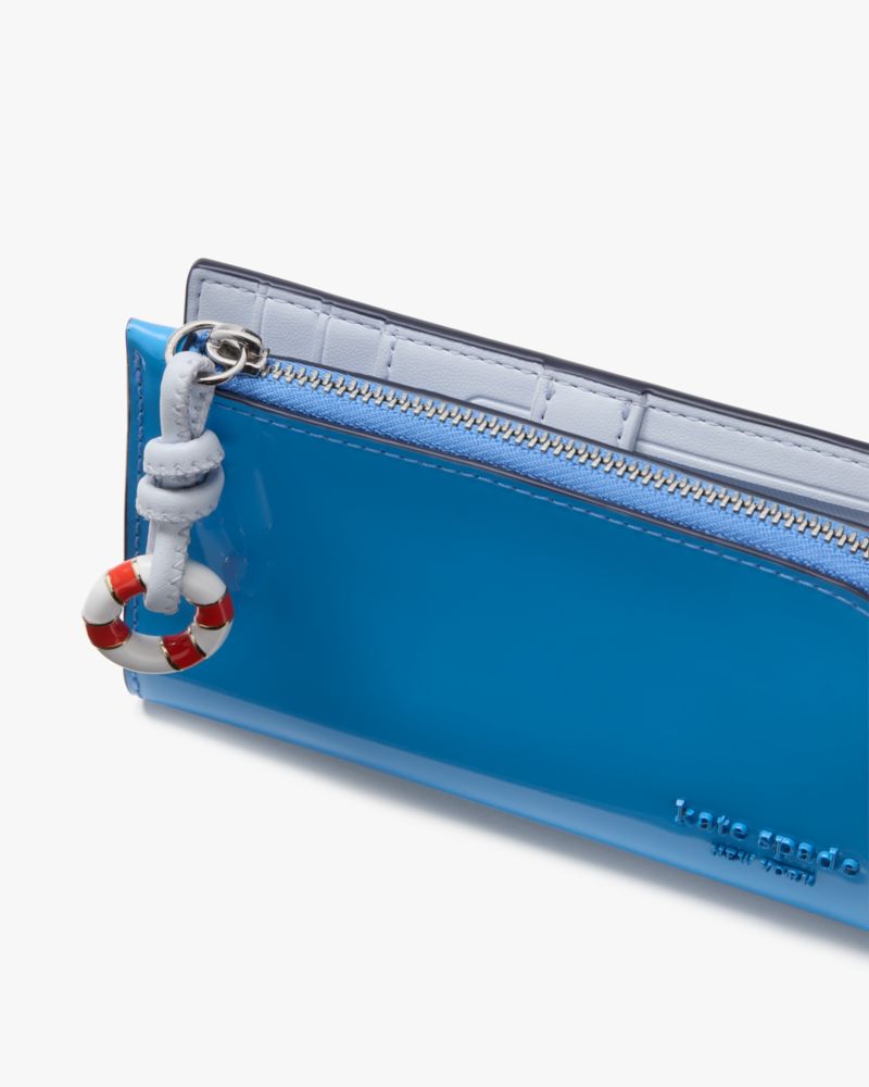 Kate Spade,デヴィン パテント スモール バイフォールド ウォレット,ミニ財布,セイリングブルー