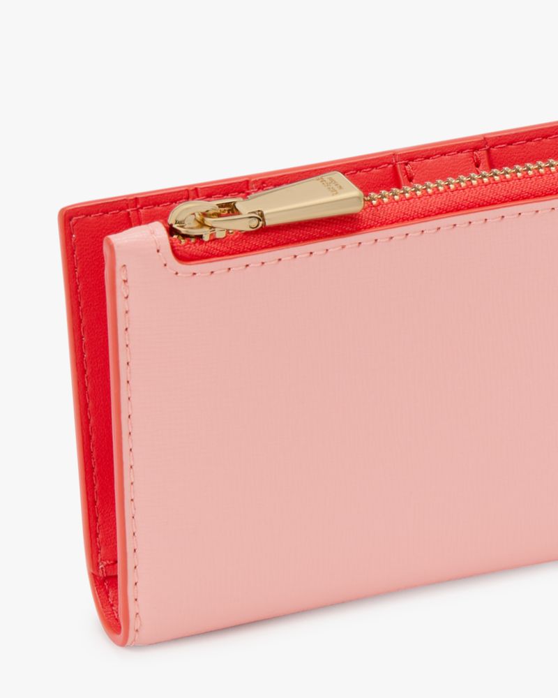Kate Spade,Devin Pop Trim Small Bifold Wallet,Pink