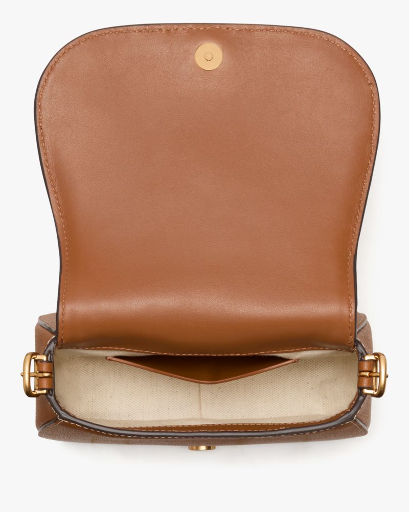 Kate Spade,Nouveau Straw Mini Saddle Bag,Saddle Bag,Straw,Logo,Metal,Color Block,Color Metal,Casual,Beige