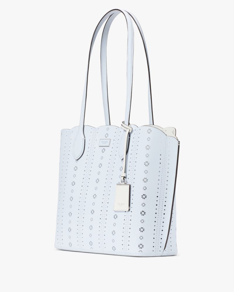 Kate Spade,Suite Large Open Tote Bag,Leather,Tote,Scallop,Laser Cut,Day Party,Blue