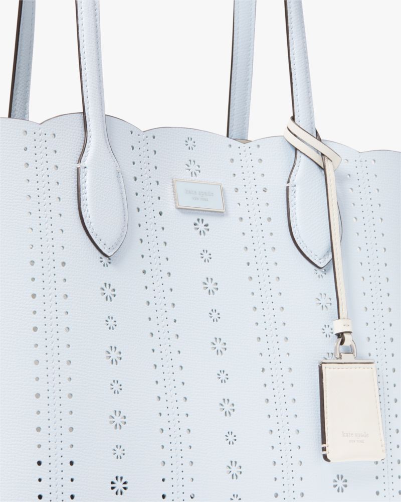 Kate Spade,Suite Large Open Tote Bag,Leather,Tote,Scallop,Laser Cut,Day Party,Blue