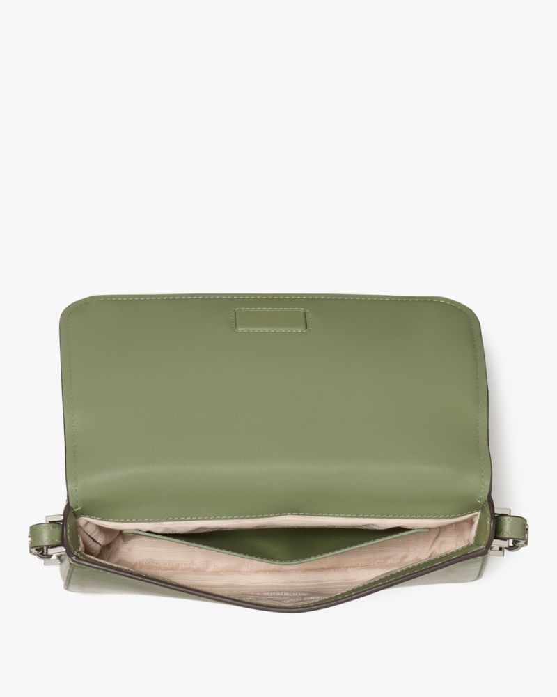 Kate Spade,Liv Shoulder Bag,Leather,Shoulder Bag,Metal,Studded,Logo,Casual,Olive
