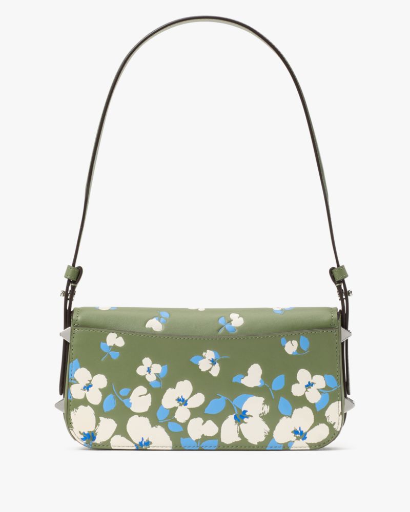Kate Spade,Liv Shoulder Bag,Leather,Shoulder Bag,Metal,Studded,Logo,Casual,Olive