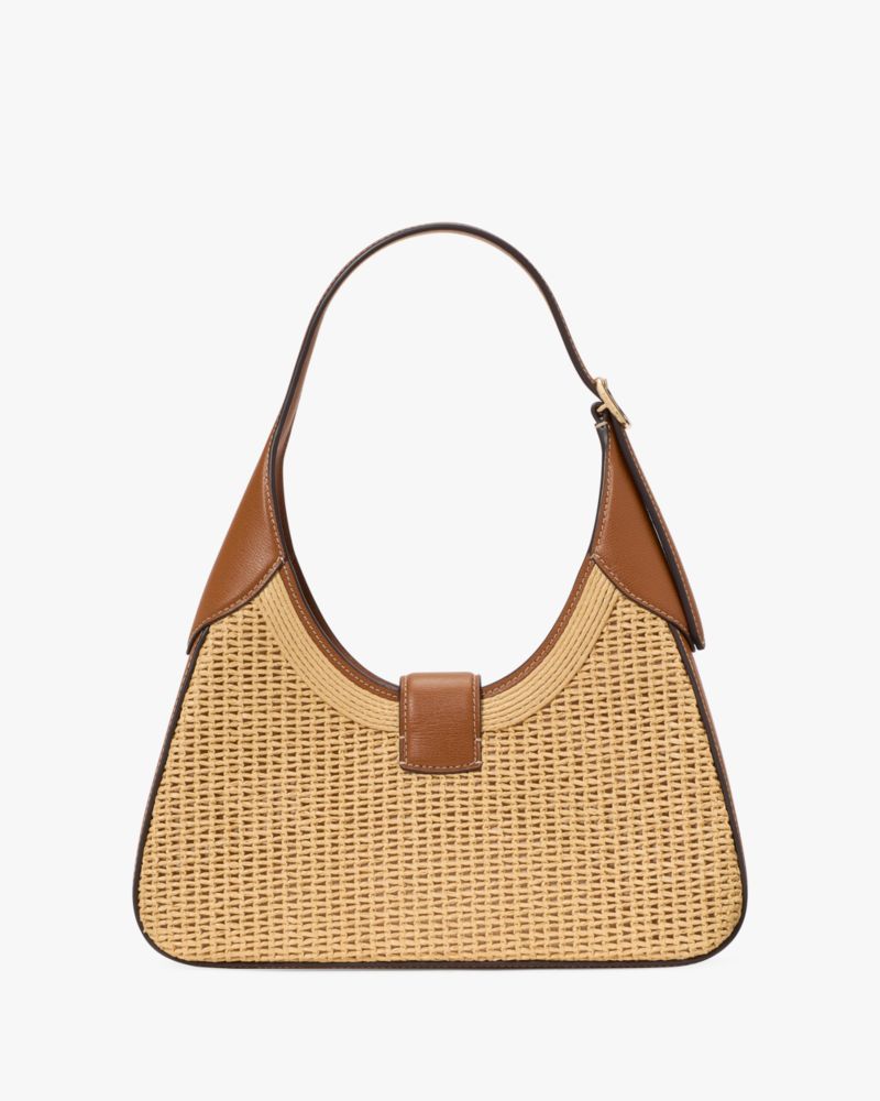 Kate Spade,Nouveau Straw Small Shoulder Bag,Shoulder Bag,Straw,Applique,Logo,Day Party,Beige