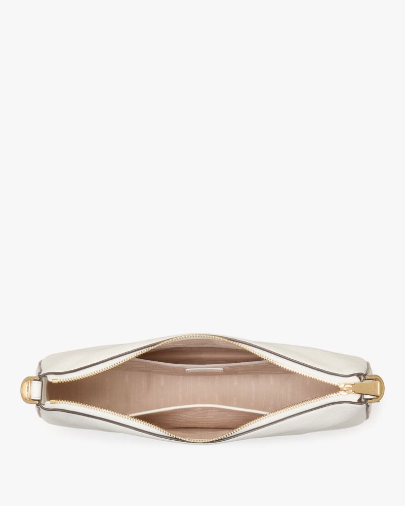 Kate Spade,Liv Large Hobo Bag,Leather,Hobo,Logo,Metal,Stripe,Casual,White