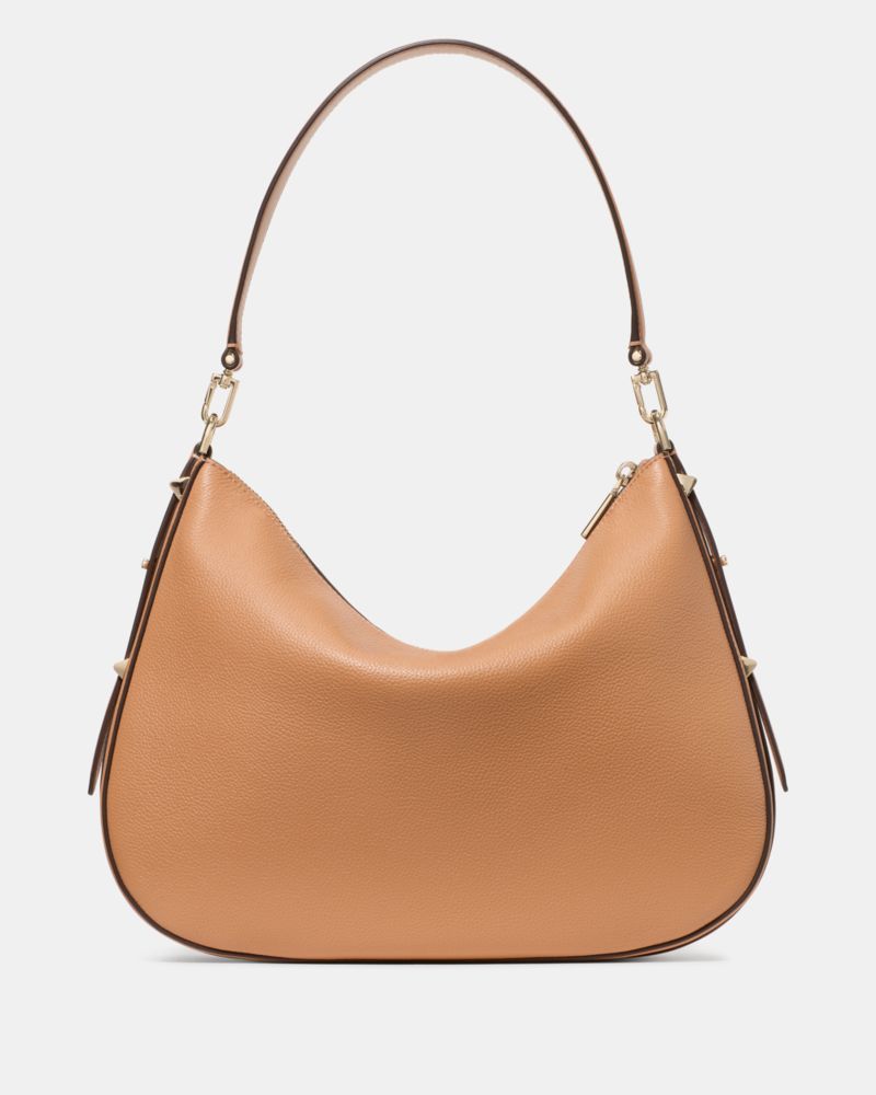Kate Spade,Liv Large Hobo Bag,Leather,Hobo,Logo,Metal,Casual,Brown