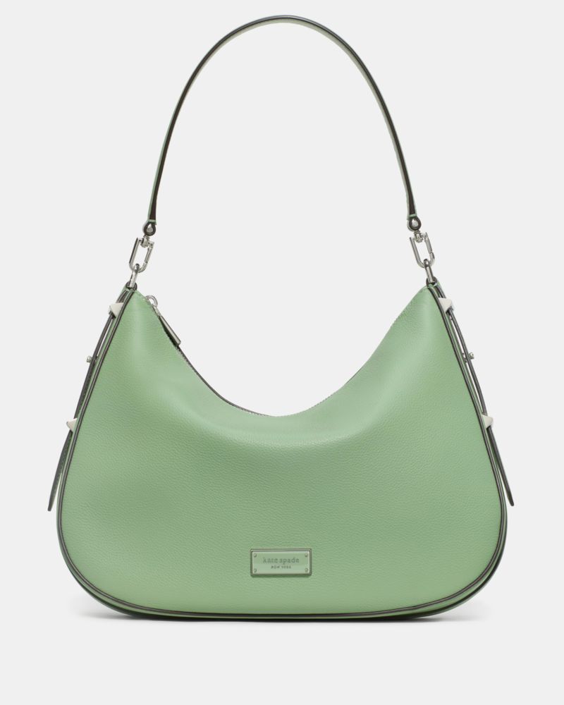 Kate Spade,Liv Large Hobo Bag,Leather,Hobo,Logo,Metal,Casual,Green