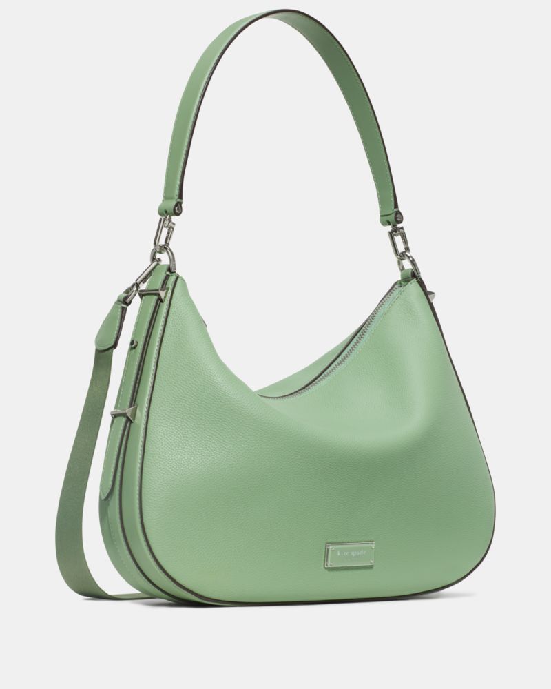 Kate Spade,Liv Large Hobo Bag,Leather,Hobo,Logo,Metal,Casual,Green