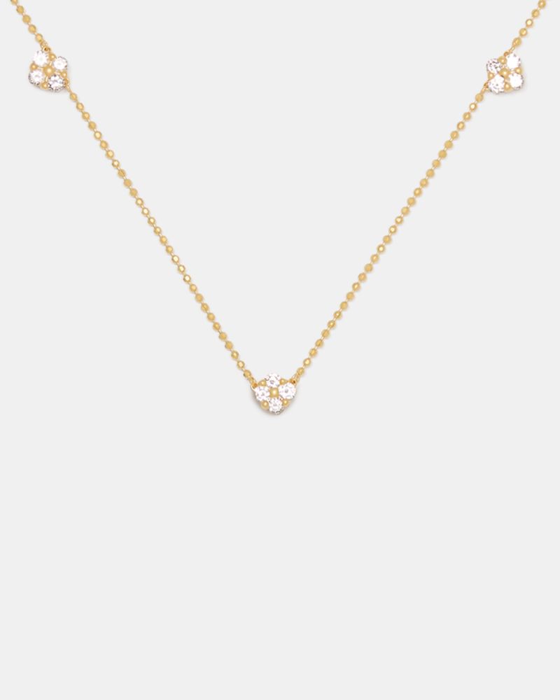 Kate Spade,Kate Spade Fine Time To Shine Diamond Flower Necklace,Clear