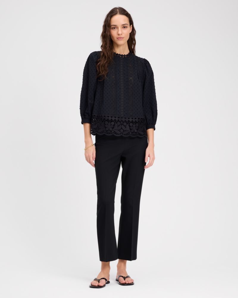 Kate Spade,Guipure Lace Trim Blouse,