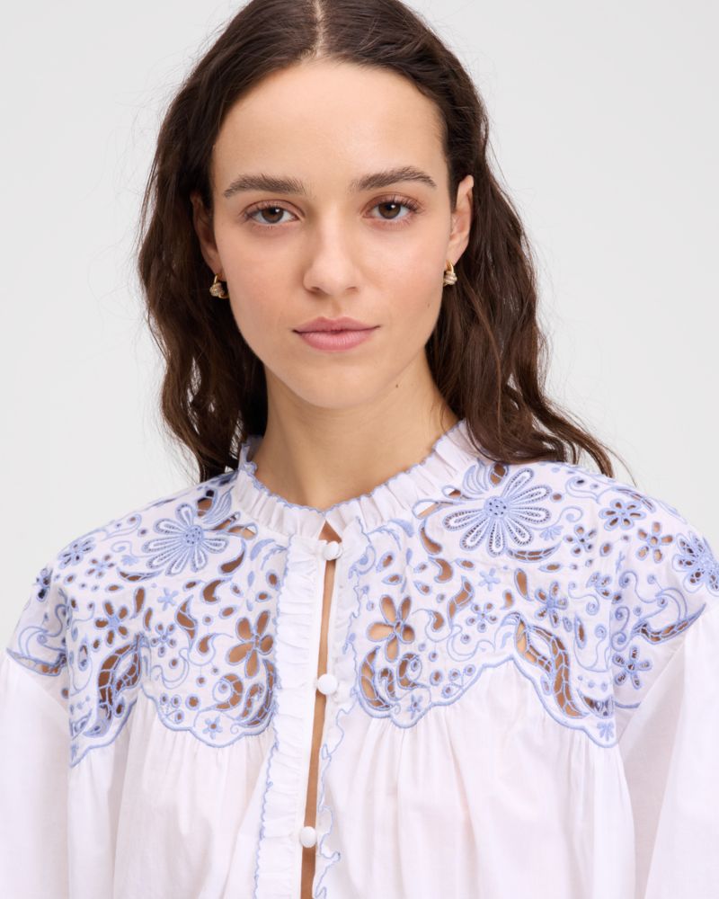 Kate Spade,Floral Embroidered Blouse,