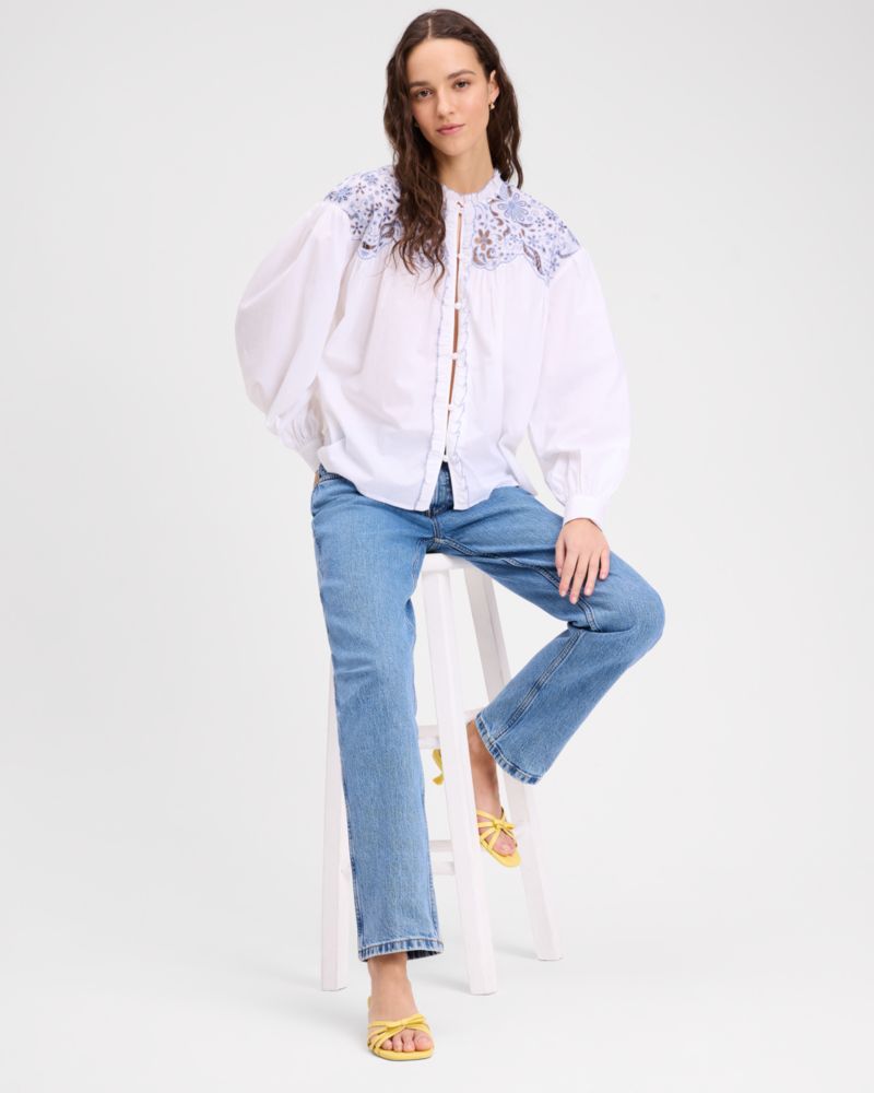 Kate Spade,Floral Embroidered Blouse,