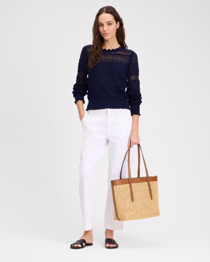 Kate Spade,Cargo Pants,Cotton,Cargo,Straight,Casual,White