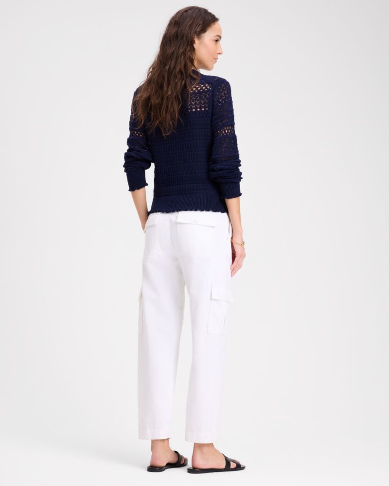 Kate Spade,Cargo Pants,Cotton,Cargo,Straight,Casual,White