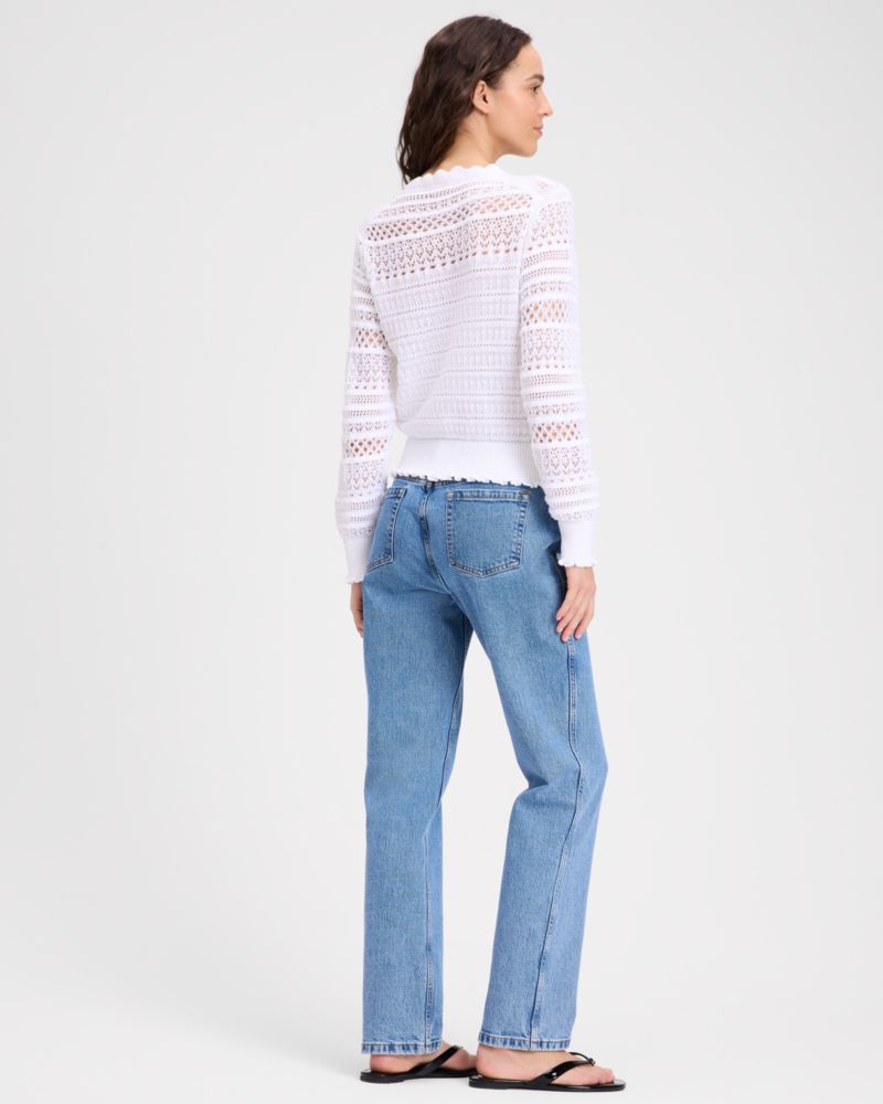 Kate Spade,Scallop Lace Sweater,White