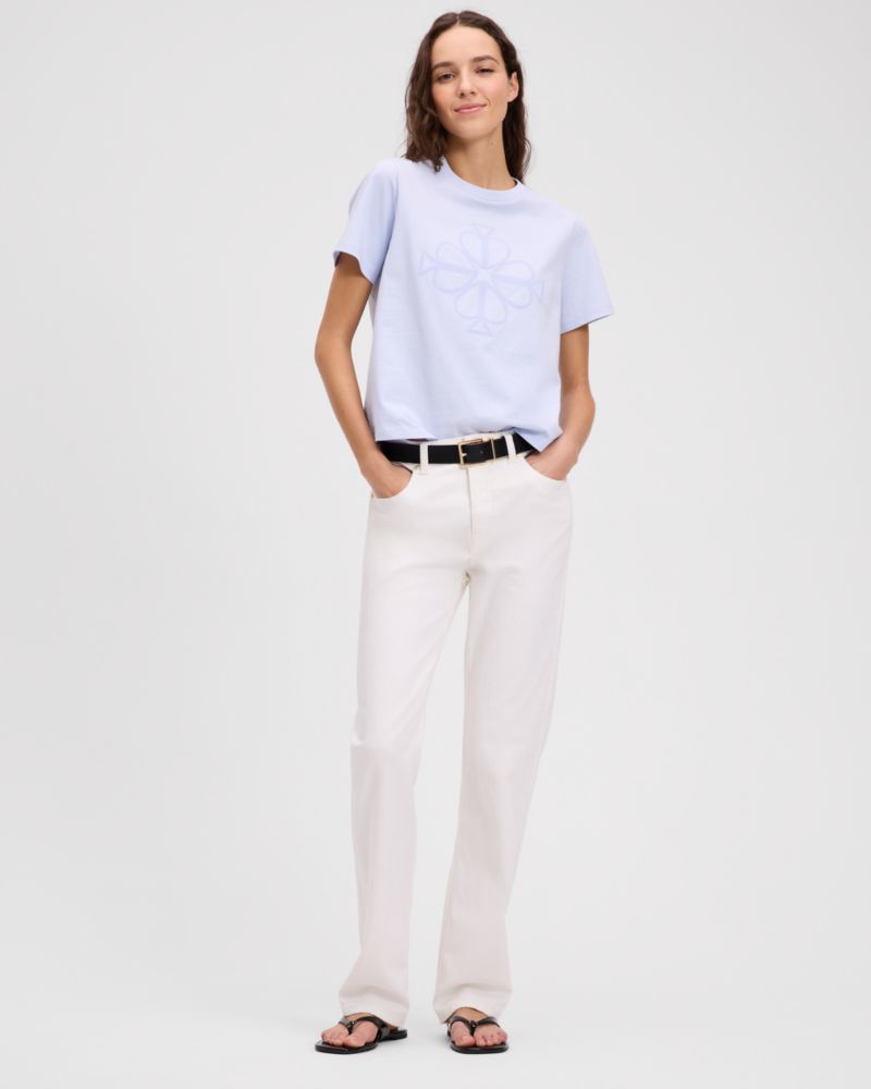 Kate Spade,エンブロイダード スペード フラワー ロゴ Tシャツ,トップス,ライトダイアモンドブルー